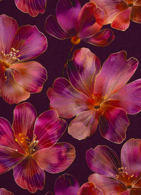 Leinen-Baumwolle Adria - Blumen - Sommerstoff